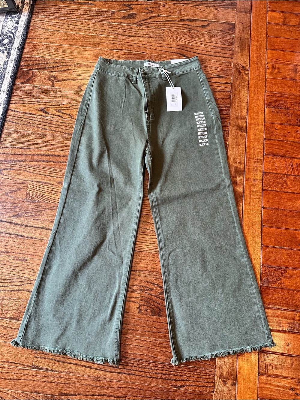 Women's Zenana large Olive Green Wide-Leg Jeans